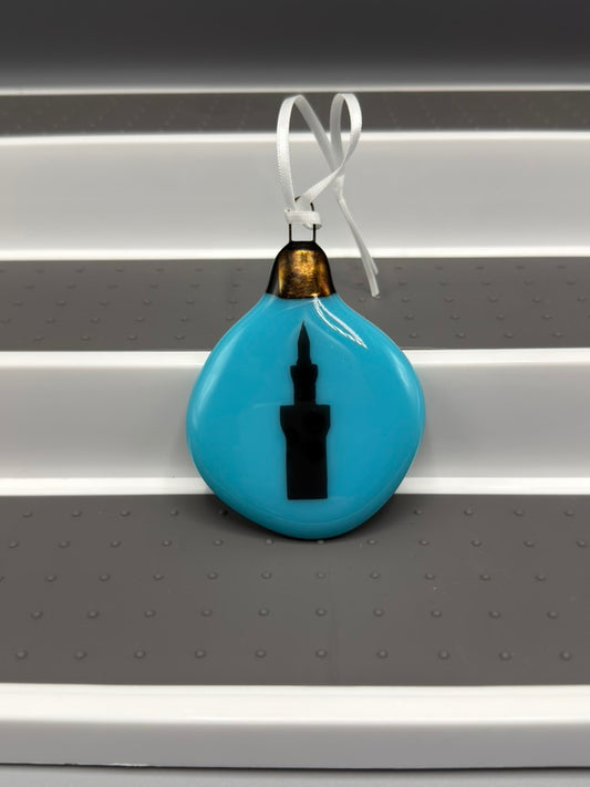 Dock Tower Hanging Bauble Fused Glass Blue