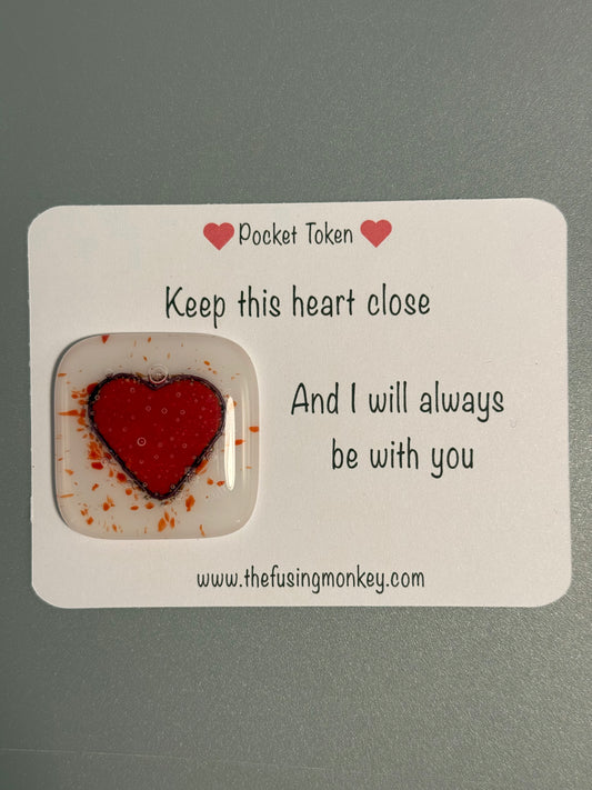 Keep this heart close glass heart token
