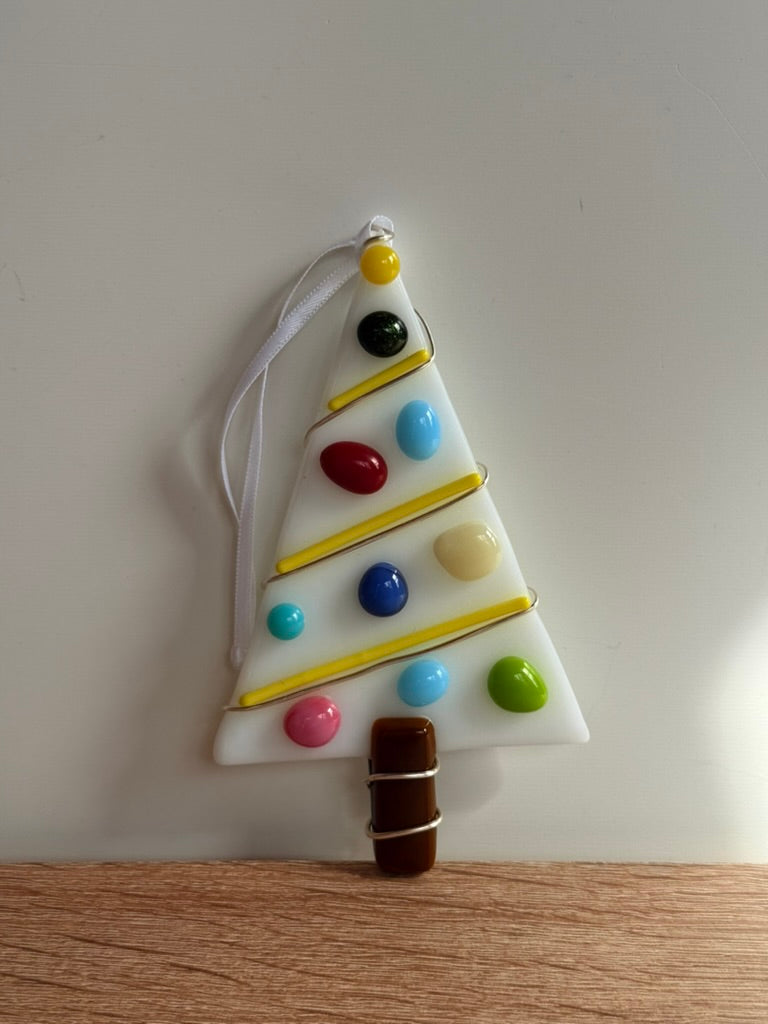 Colorful Christmas tree ornament on a white background
