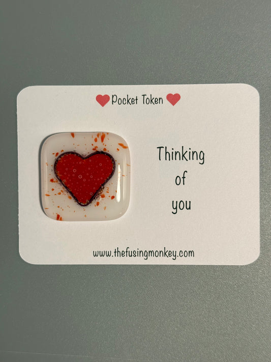 Thinking of you glass heart token