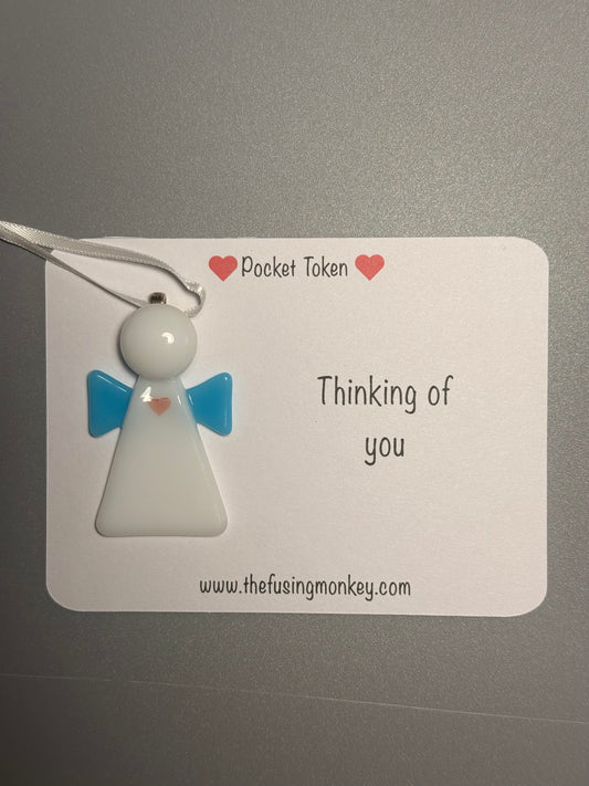 Thinking of You Angel Glass Token