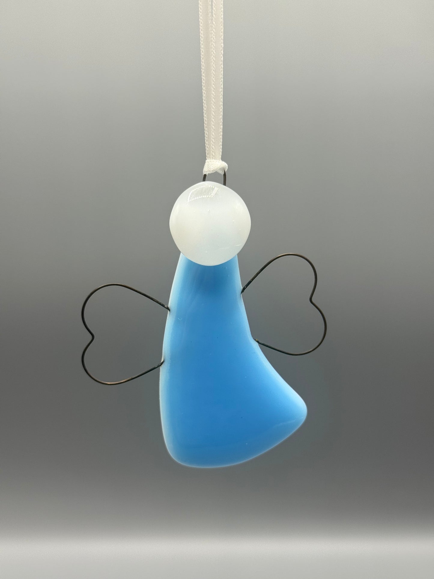 Angel sky blue hanging decoration fused glass