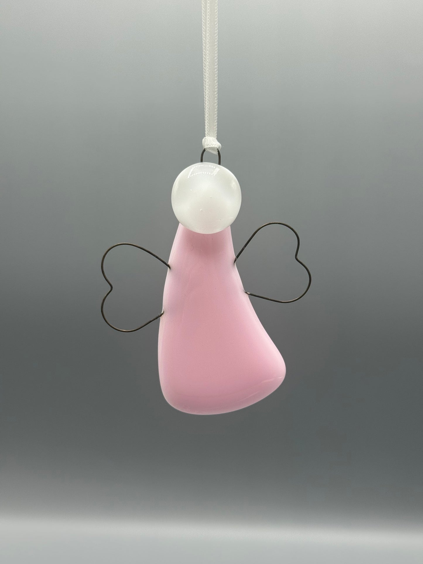 Angel sky pink hanging decoration fused glass