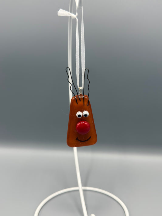 Rudolph Fused Glass Hanging decoration