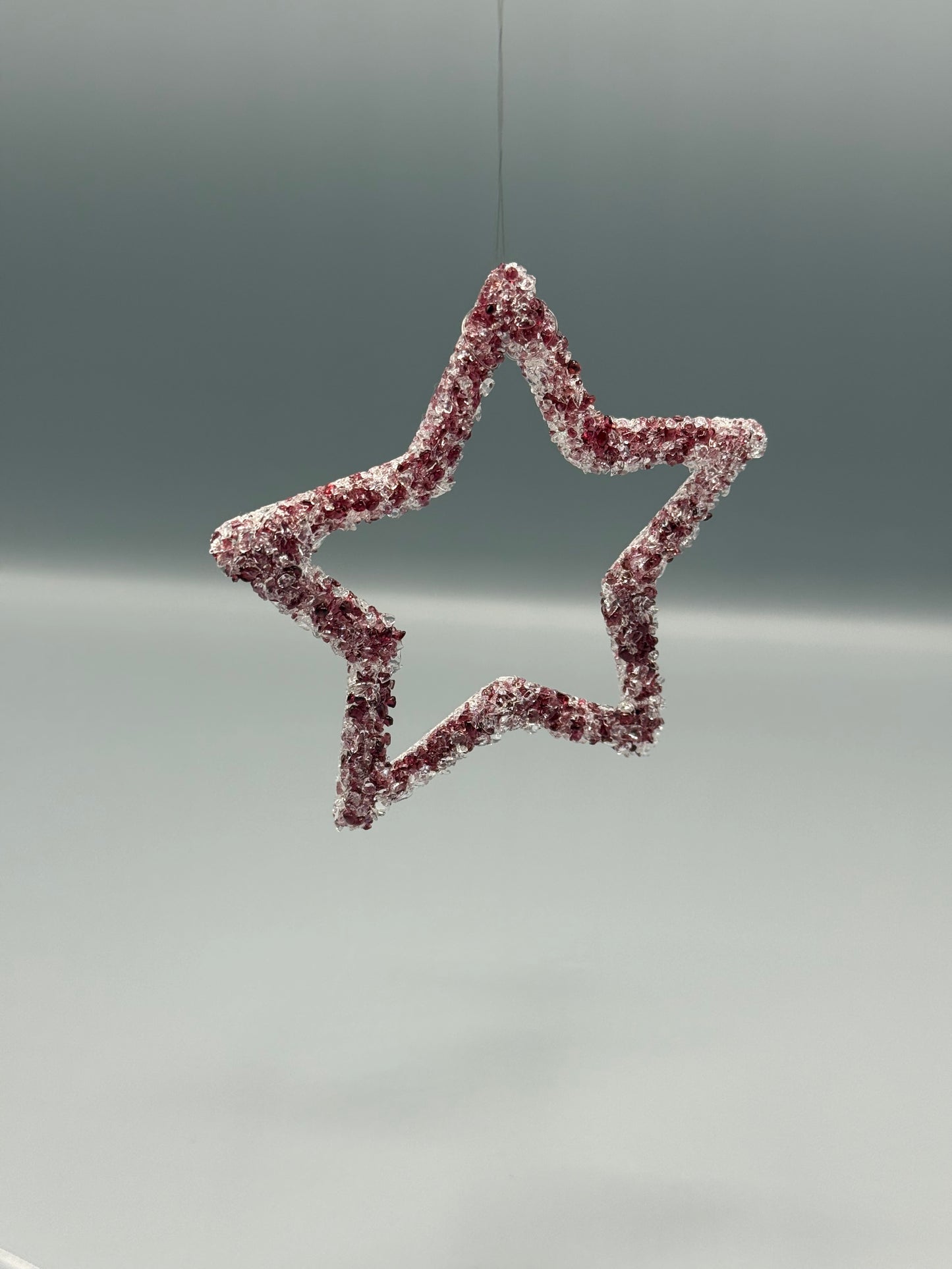 Cranberry Star Tactile Fused Glass Hanging Decoration