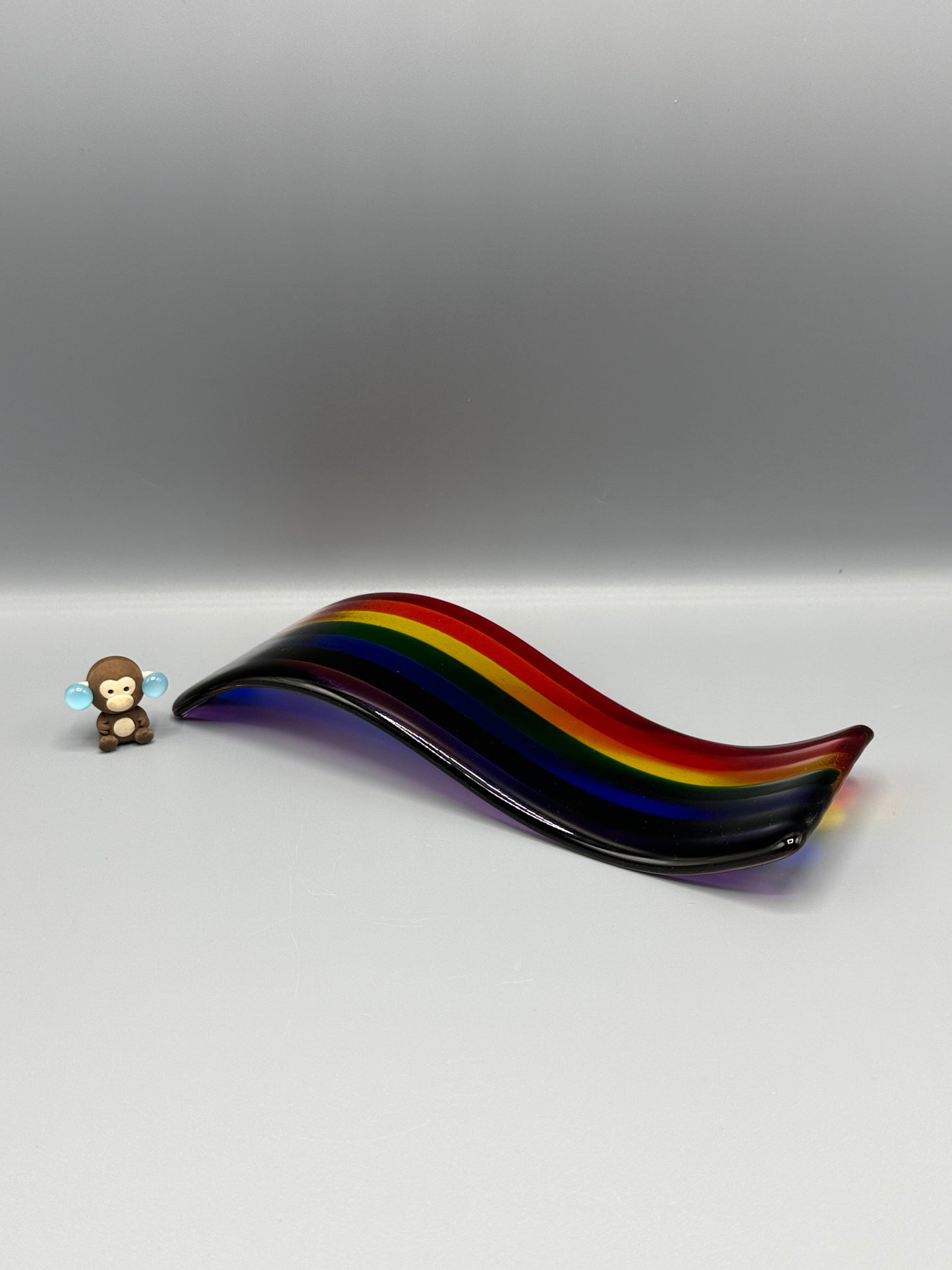 Rainbow Wave  vibrant colour dynamic energy Translucent  Fused Glass