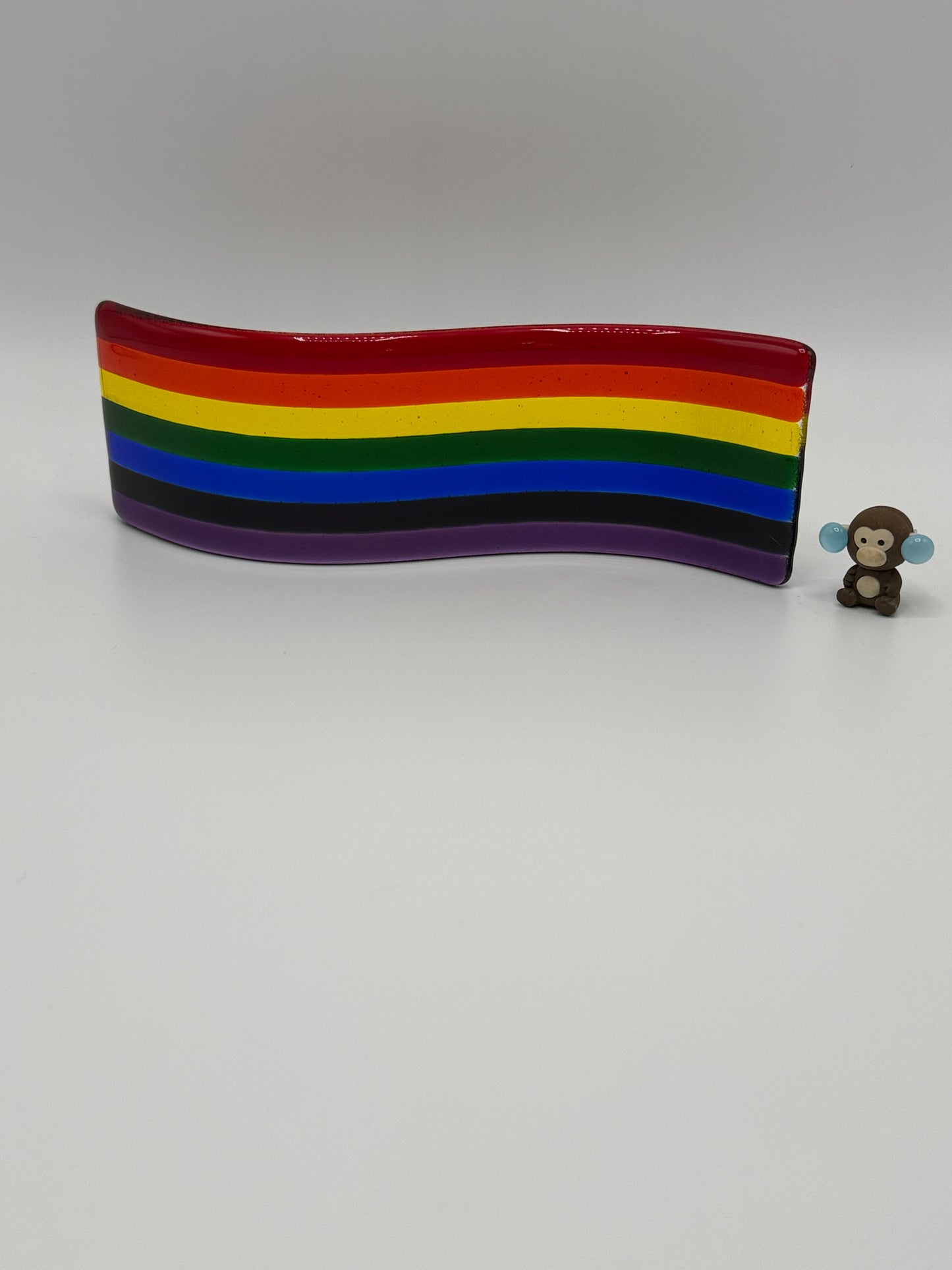 Rainbow Wave  vibrant colour dynamic energy Translucent  Fused Glass