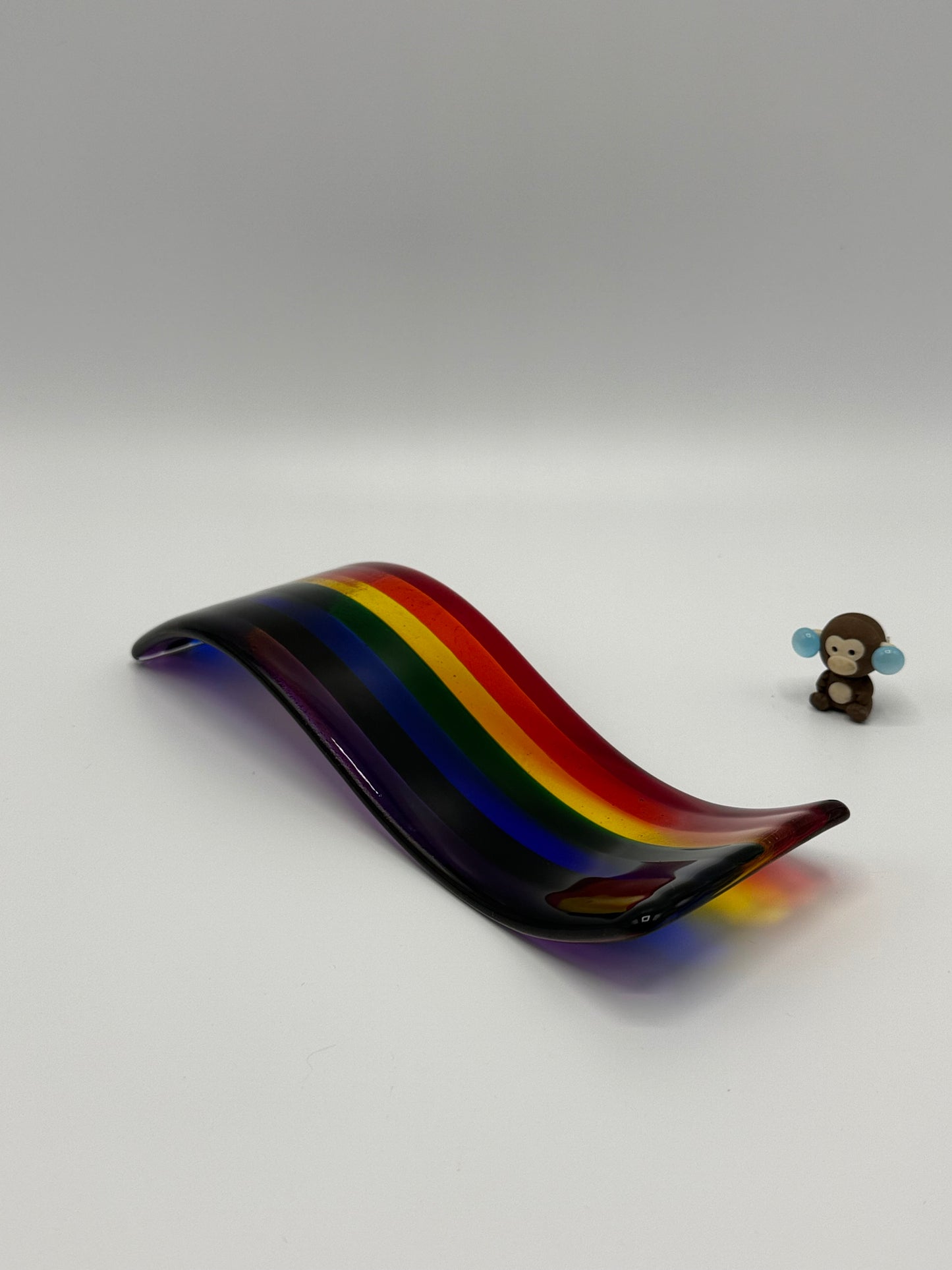 Rainbow Wave  vibrant colour dynamic energy Translucent  Fused Glass