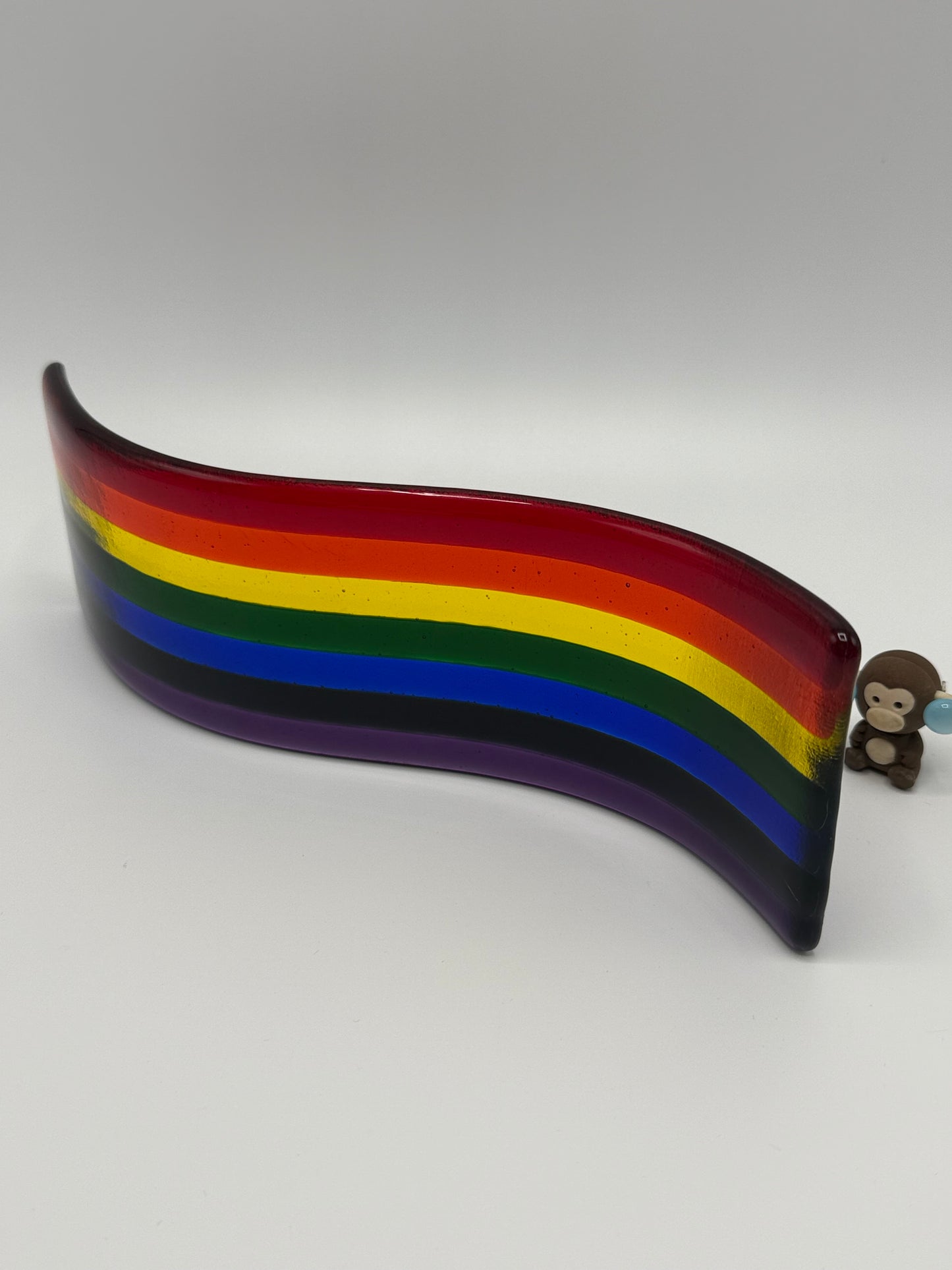 Rainbow Wave  vibrant colour dynamic energy Translucent  Fused Glass