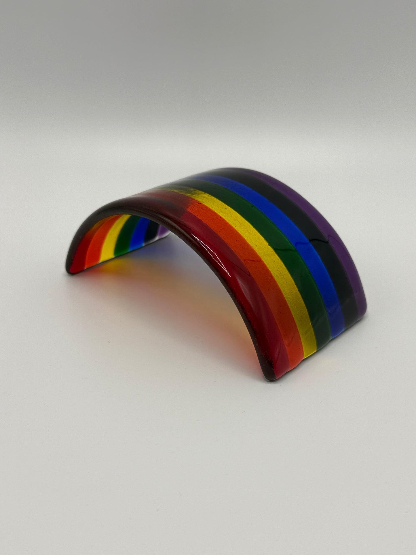 Rainbow Curve  vibrant colour dynamic energy Translucent  Fused Glass
