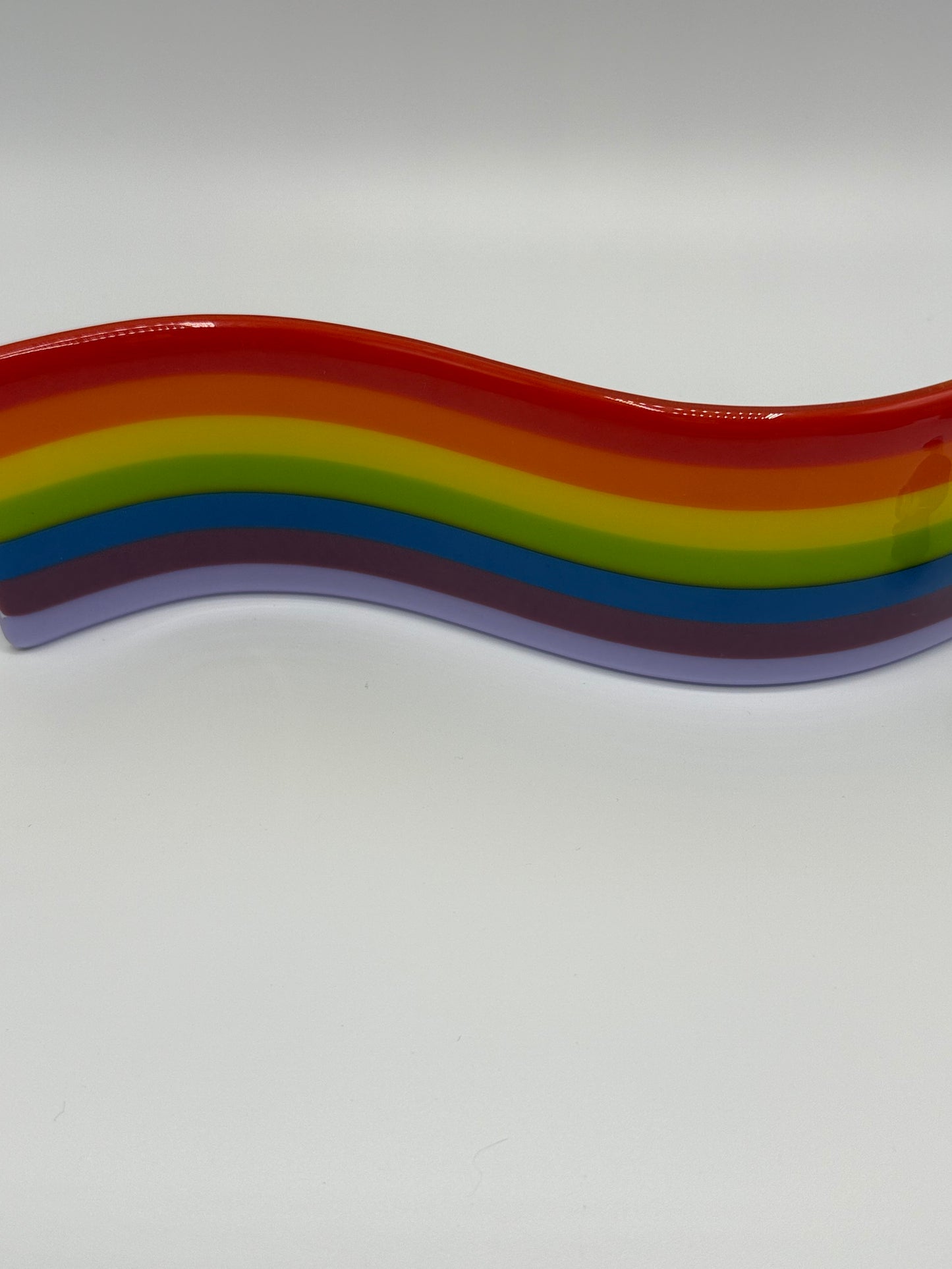 Rainbow Wave  vibrant solid colour Fused Glass