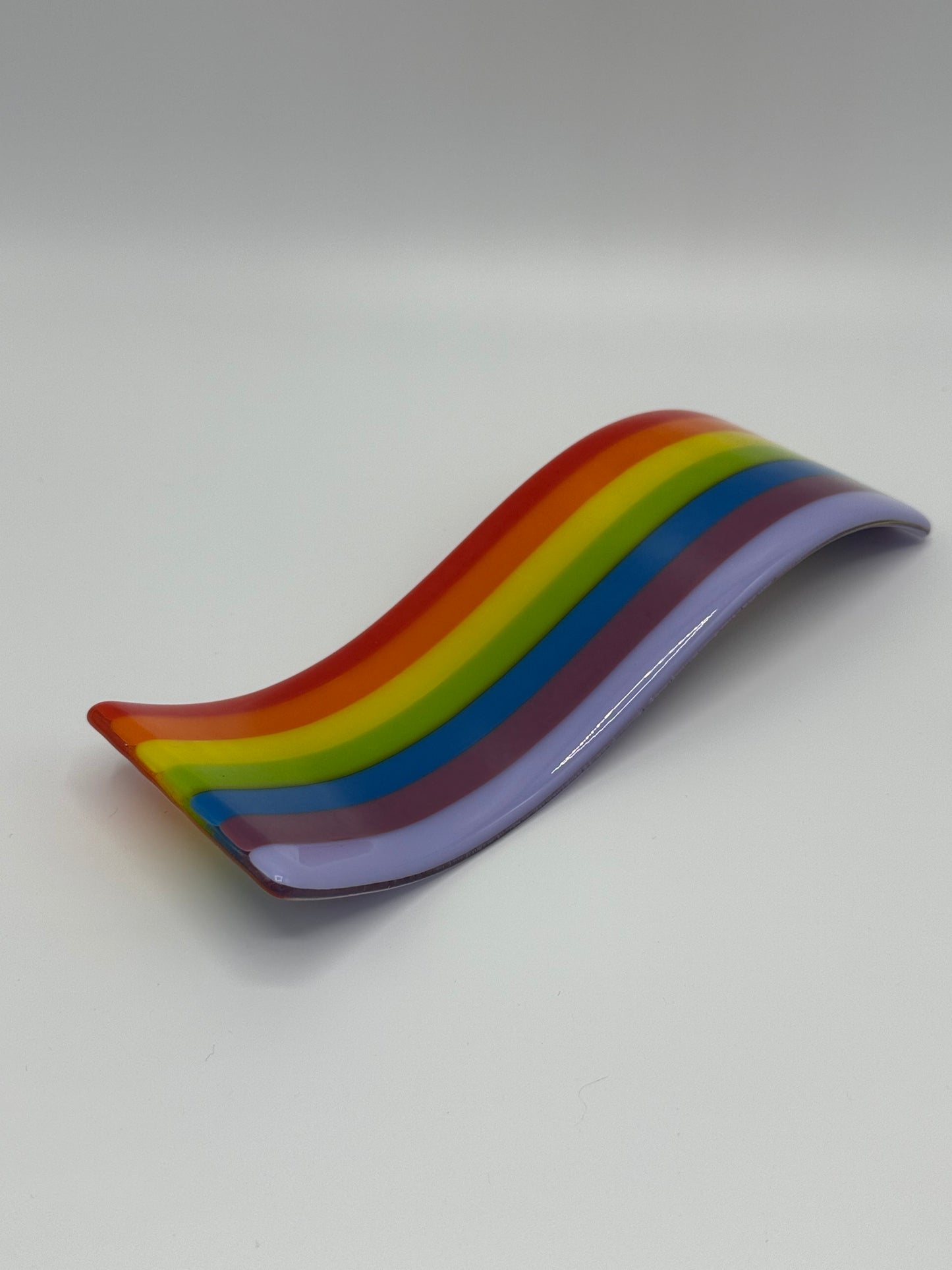 Rainbow Wave  vibrant solid colour Fused Glass