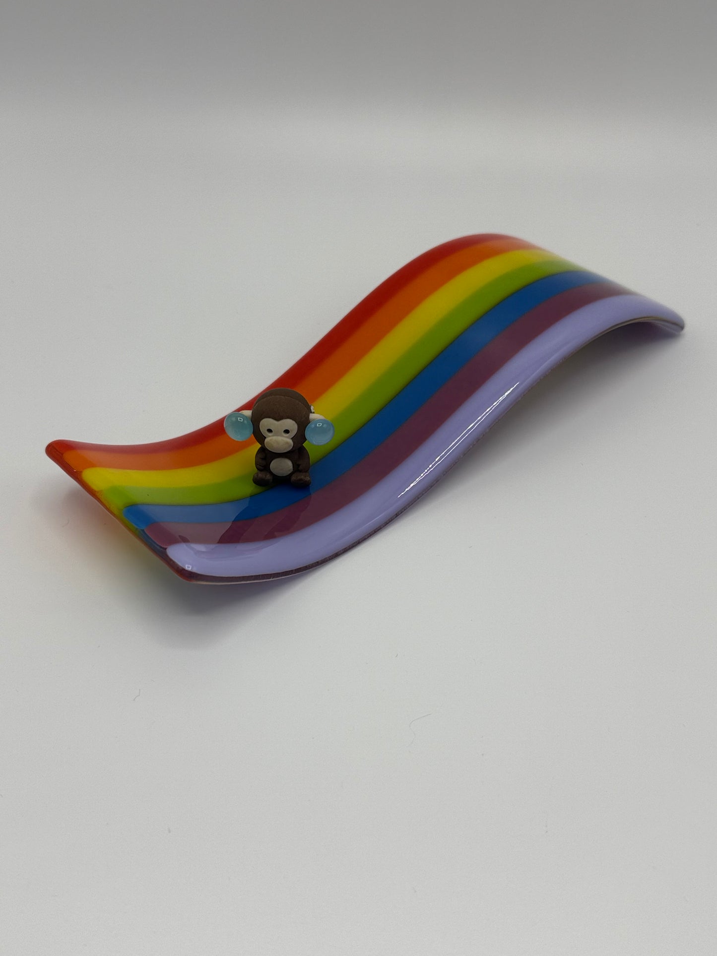 Rainbow Wave  vibrant solid colour Fused Glass