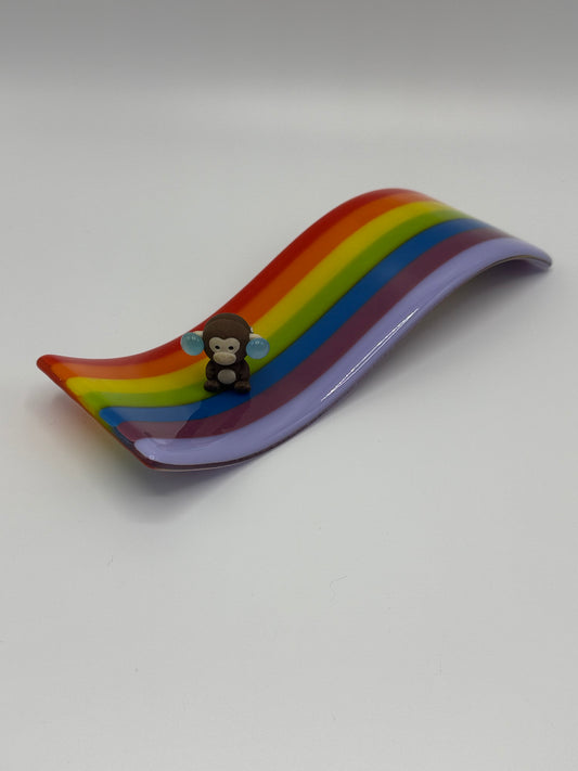 Rainbow Wave  vibrant solid colour Fused Glass