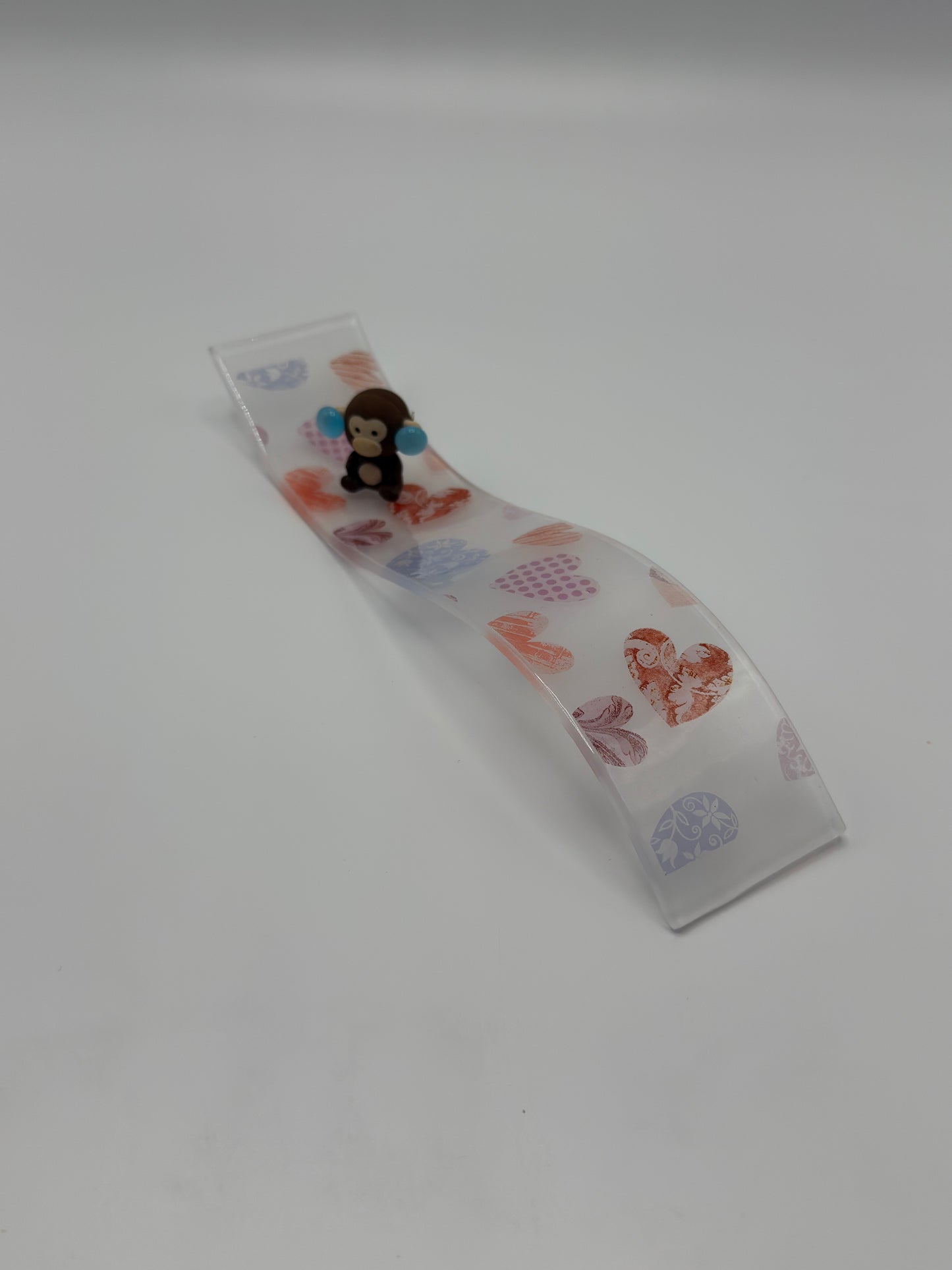 Heart Love Wave Glass Fused