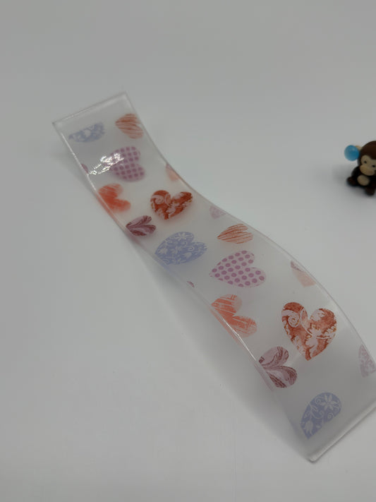 Heart Love Wave Glass Fused