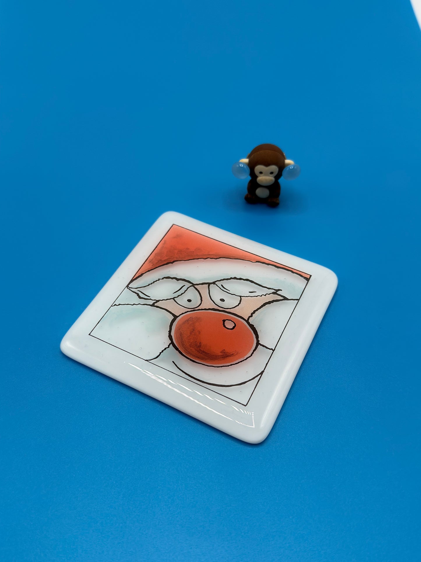 Santa Fused Glass Coaster Christmas