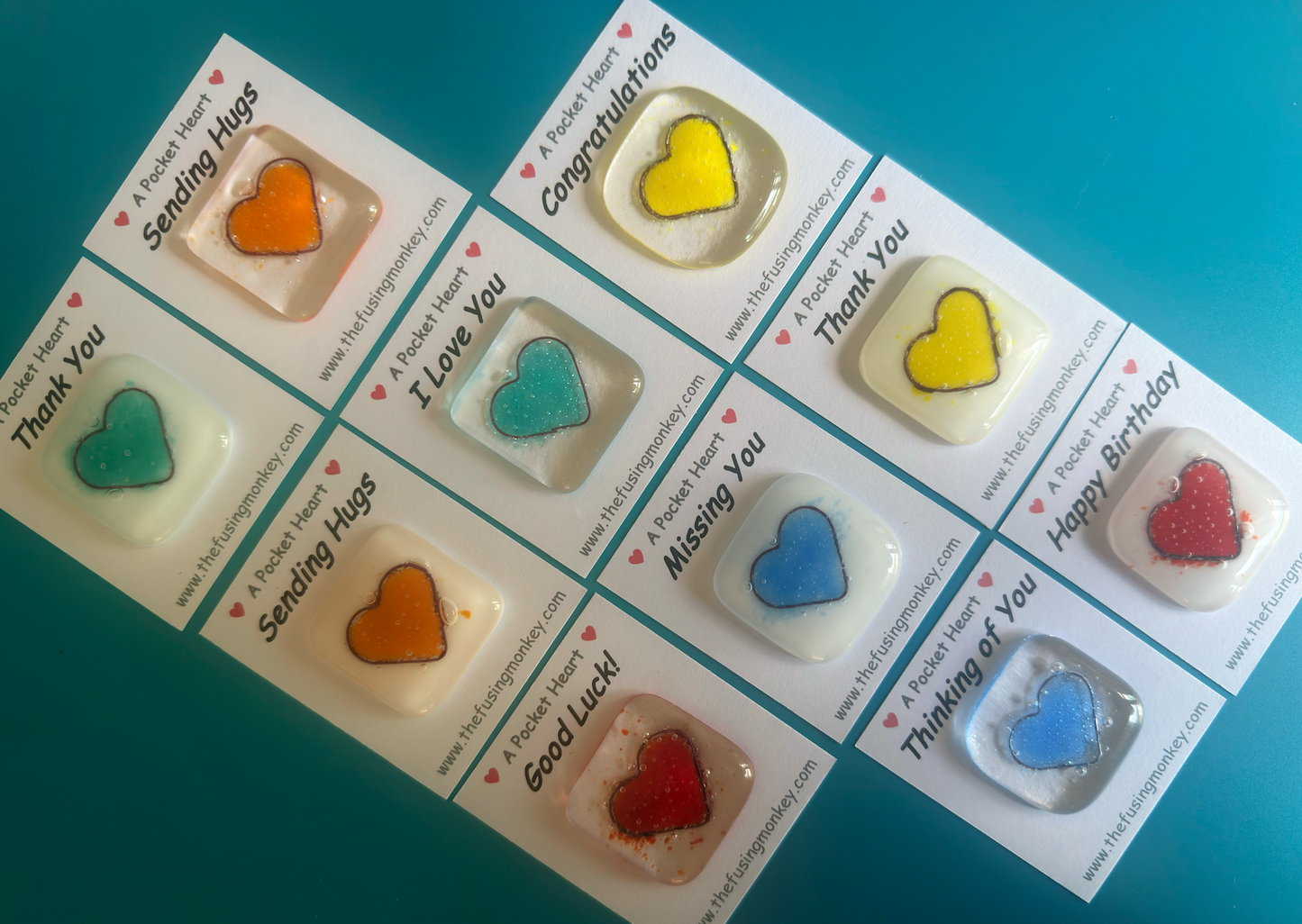 Heart Token Fused Glass